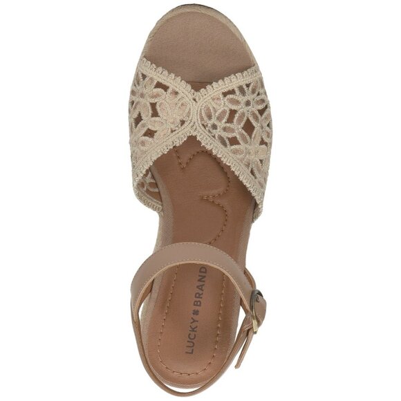 Lucky Brand Women's Coyna Floral Lace Platform Espadrille Wedge Sandals - Picture 4 of 5